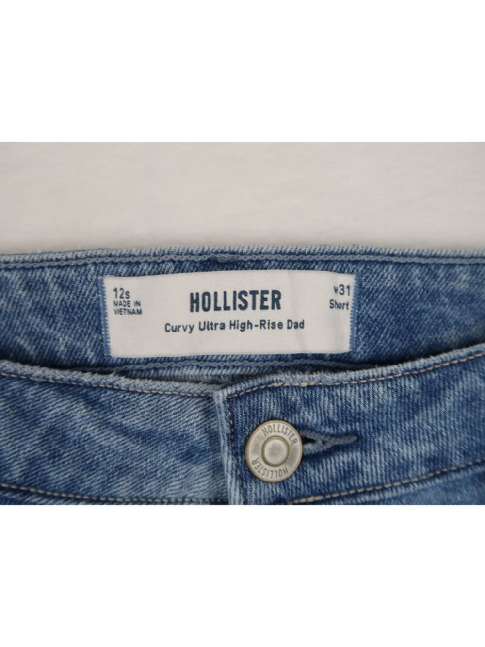 ✨3/$30 NWT Hollister 12 Short Curvy Ultra High-Rise Dad Jeans Light Blue Denim - Picture 5 of 7